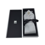BIJAN SILK TIE/POCKET SQUARE MEN TIE GRAY BLACK