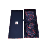 BIJAN 2PC SILK TIE/POCKET SQUARE MEN TIE NAVY RED