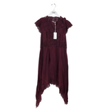 ULLA JOHNSON NWT$472 MAXI LACE TRIM CAP SLEEVE DESIGNER DRESS MAROON 2