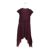 ULLA JOHNSON NWT$472 MAXI LACE TRIM CAP SLEEVE DESIGNER DRESS MAROON 2