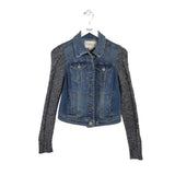 PILCRO AND THE LETTERPRESS DENIM CHUNKY KNIT SLEEVES BLAZER BLUE GREY XSMALL