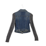 PILCRO AND THE LETTERPRESS DENIM CHUNKY KNIT SLEEVES BLAZER BLUE GREY XSMALL