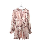 RET$495 LINEN-BLEND MINI DESIGNER DRESS PINK WHITE 8