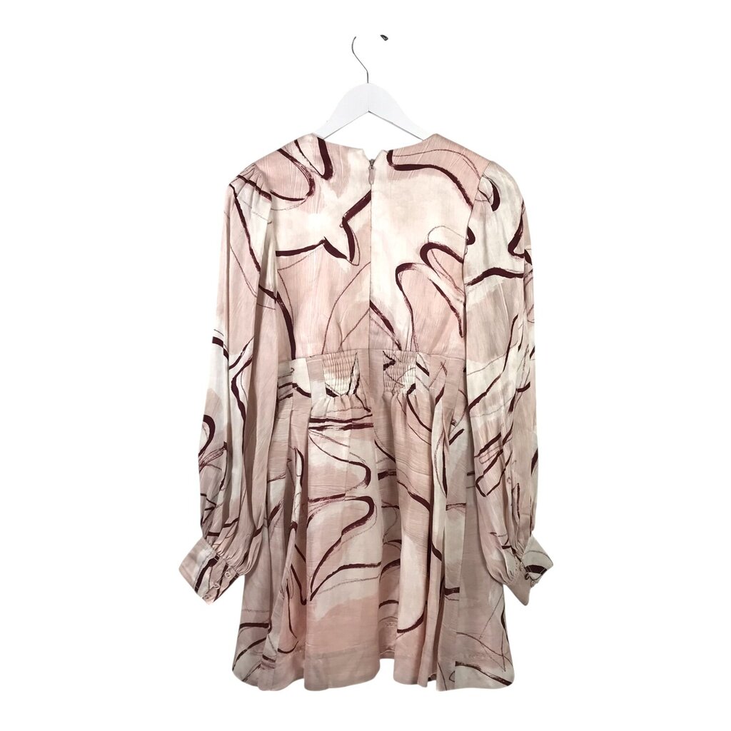 RET$495 LINEN-BLEND MINI DESIGNER DRESS PINK WHITE 8