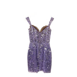 SHERRI HILL EMBROIDERED SEQUIN MINI FORMAL LAVENDER 0