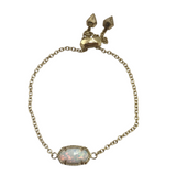 KENDRA SCOTT SLIDE MOTHER OF PEARL PENDANT BRACELET GOLDTONE WHITE