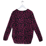 SAINT LAURENT INTARSIA MOHAIR CARDIGAN LUXE CARDIGAN BLACK FUCHSIA MEDIUM