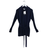 LILYSILK NWT $199 WOOL SHAWL COLLAR DESIGNER CARDIGAN NAVY SMALL