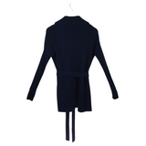 LILYSILK NWT $199 WOOL SHAWL COLLAR DESIGNER CARDIGAN NAVY SMALL