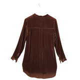 EILEEN FISHER NWT$278 VELVET LONG DESIGNER BLOUSE NUTMEG XXS