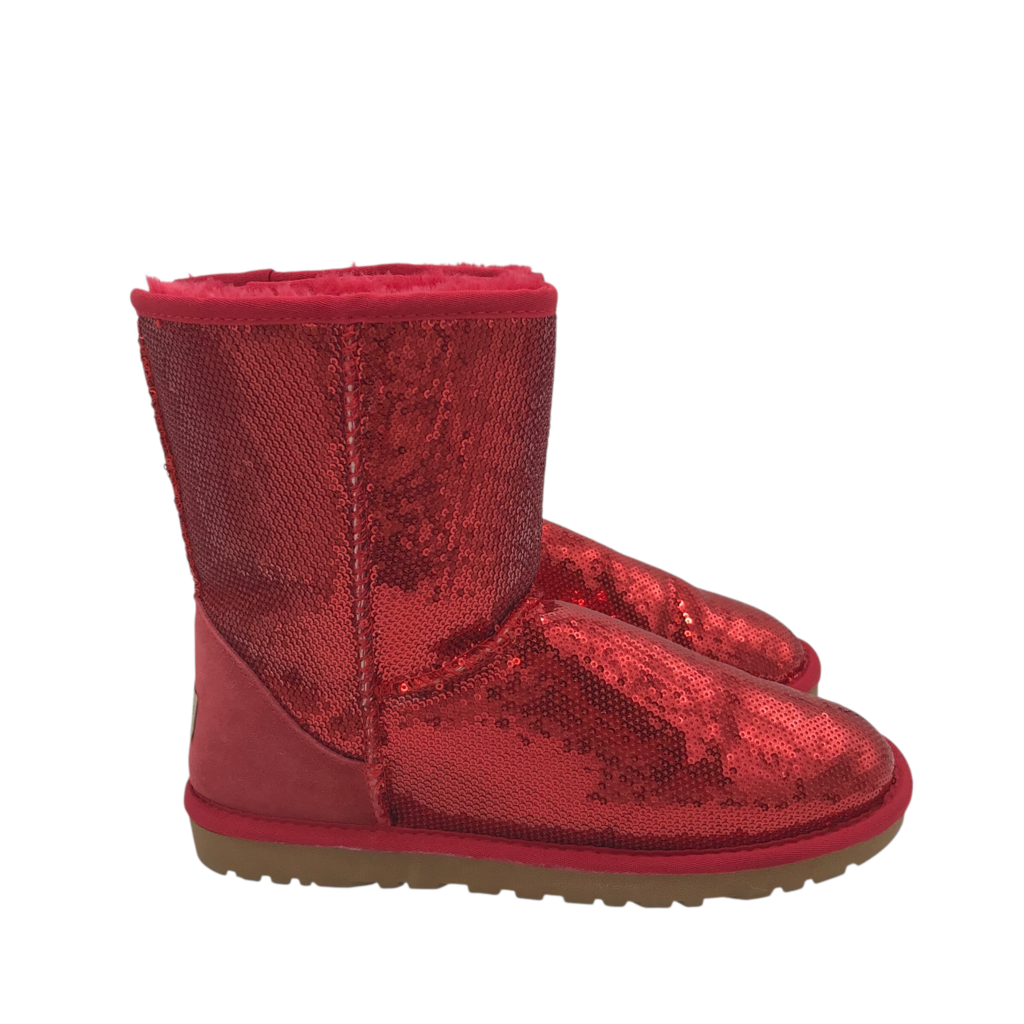 UGG RET$180 SEQUIN BOOTS RED 12