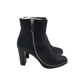 CHRISTIAN LOUBOUTIN LEATHER "TELEZIP" 85 LUXE BOOTS BLACK 39.5