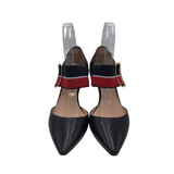POINTY HEEL DESIGNER SHOES BLACK RED 5.5