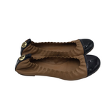 TORY BURCH BALLET FLAT SHOES BROWN BLACK 9.5