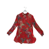 JOHNNY WAS LONG SLEEVE DESIGNER TOP RED SMALL