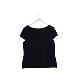 ST JOHN CAP SLEEVE DESIGNER TOP BLACK MEDIUM