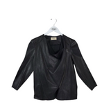 BA&SH RET$595 LAMB LEATHER ZIP DESIGNER JACKET BLACK 2
