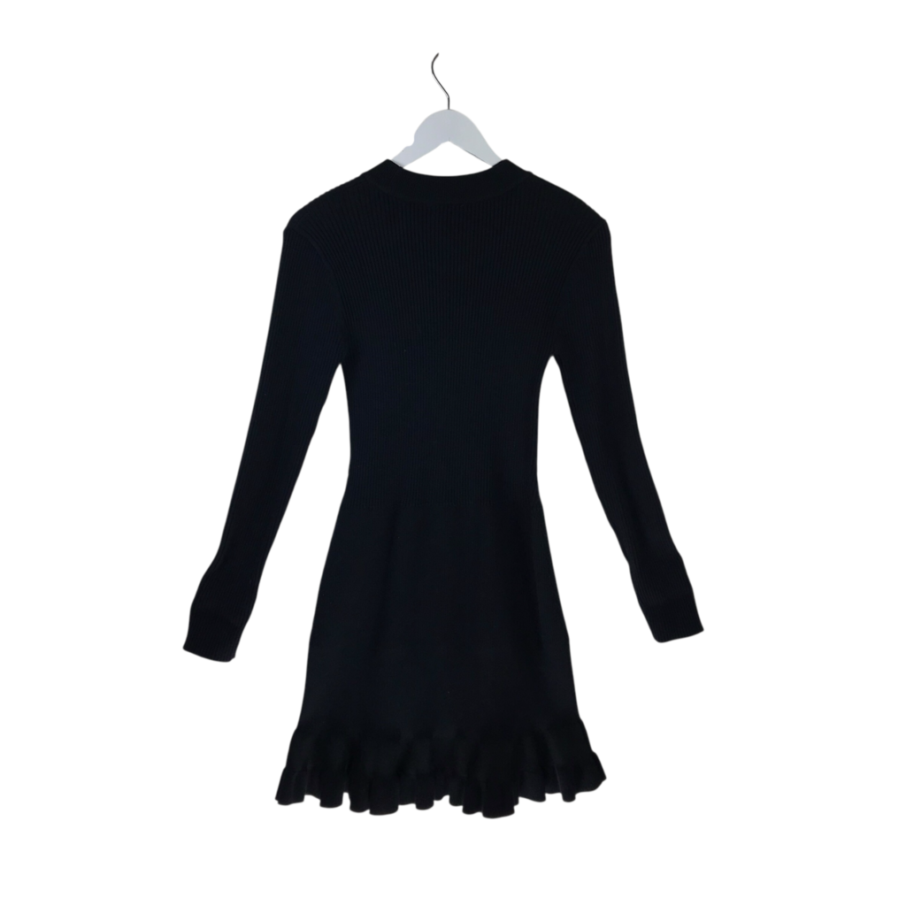 SEE BY CHLOE KNIT LONG SLEEVE DESIGNER DRESS BLACK LARGE