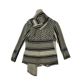 JONNY COTA PRINT KNIT HOODIE DESIGNER CARDIGAN CREME BLACK XSMALL