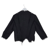 ALBERTO MAKALI FEATHER LONG SLEEVE DESIGNER CARDIGAN BLACK LARGE