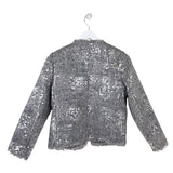 CHICO'S SEQUIN TRIM BLAZER SILVER 0