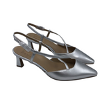 NATURALIZER POINTY KITTEN HEEL SHOES SILVER 8M