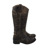 FRYE RET$350+ DISTRESSED LEATHER TALL BOOTS BROWN 8.5