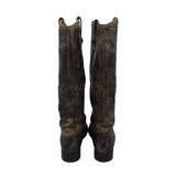 FRYE RET$350+ DISTRESSED LEATHER TALL BOOTS BROWN 8.5