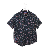 ROBERT GRAHAM FLORAL SHORT SLEEVE MEN SHIRT BLACK RED LARGE