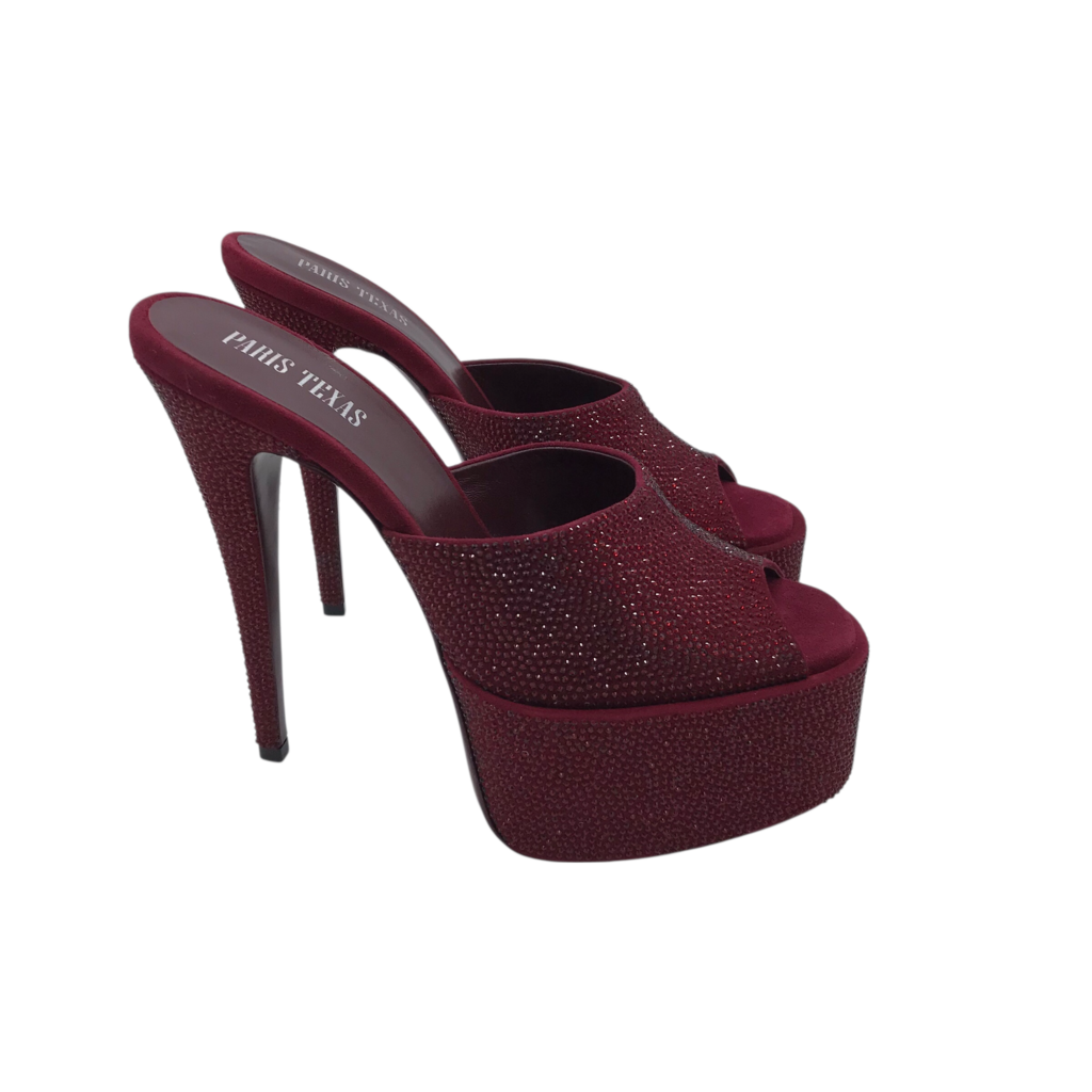 PARIS TEXAS RET$1015 RHINESTONE PLATFORM STILETTO DESIGNER SHOES RED 7.5