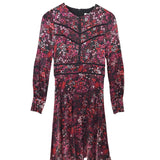 L.K. BENNETT RET$425 LONG SLEEVE MIDI DESIGNER DRESS RED BLACK 4