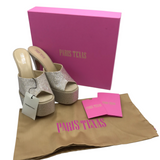 PARIS TEXAS RET$1015 RHINESTONE PLATFORM STILETTO DESIGNER SHOES SILVER 7.5