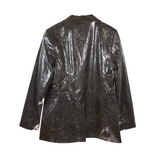 KOBI HALPERIN NWT$498 FAUX LEATHER DESIGNER BLAZER BROWN MEDIUM