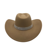 FELT WESTERN RHINESTONE BAND HAT CAMEL