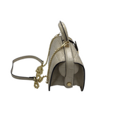 CROC EMBOSSED DOCTOR BAG HANDBAG BEIGE