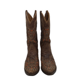 RESISTOL LEATHER WESTERN BOOTS BROWN ORANGE 9