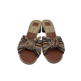 DOLCE VITA RET$135 WOVEN SANDAL SHOES BROWN NAVY 9