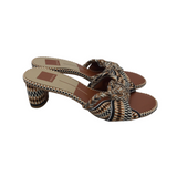 DOLCE VITA RET$135 WOVEN SANDAL SHOES BROWN NAVY 9