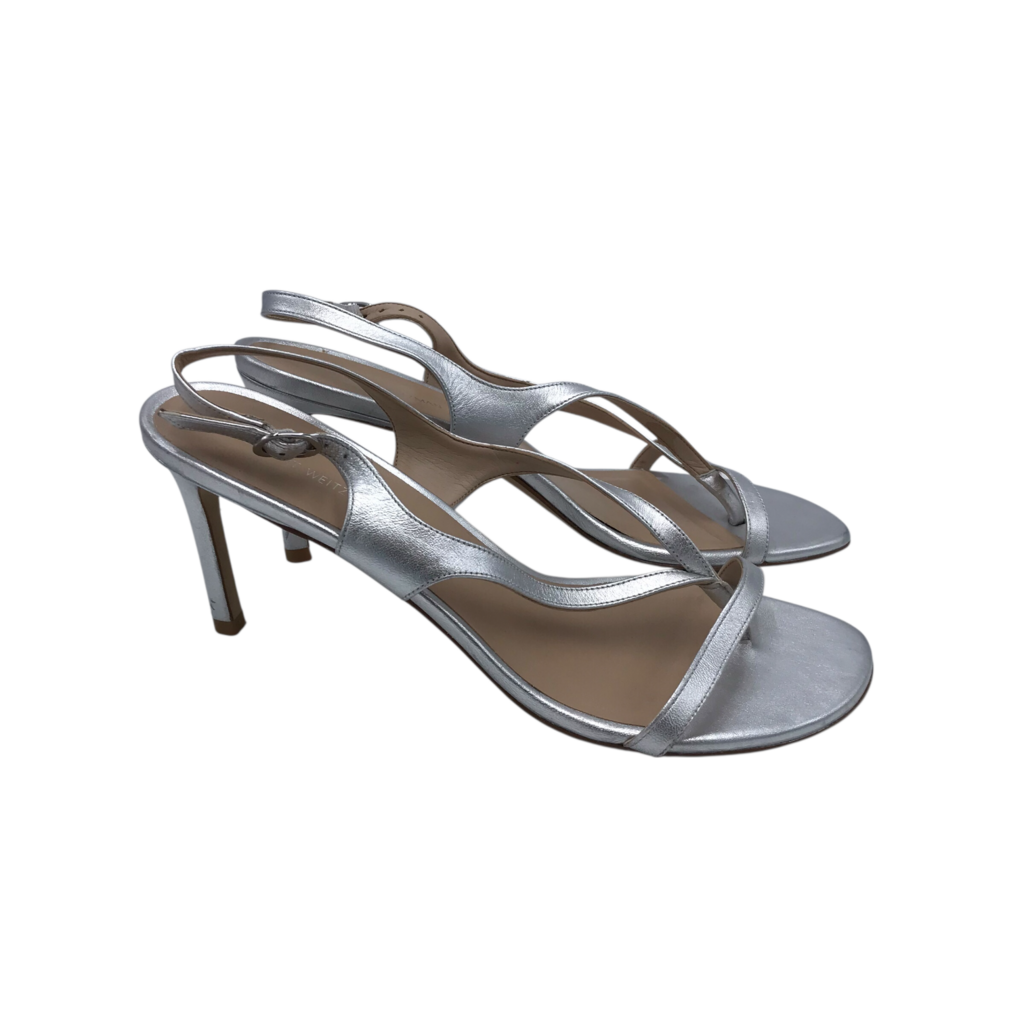 STUART WEITZMAN HEEL SANDAL SHOES SILVER 9