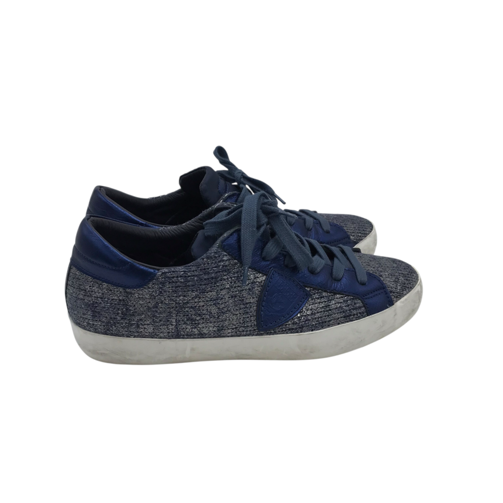 PHILIPPE MODEL RET$340 LACE UP SNEAKERS DESIGNER SHOES BLUE GRAY 8