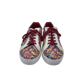 BRIGHTON RET$265 FLORAL LEATHER SNEAKER DESIGNER SHOES RED WHITE 10