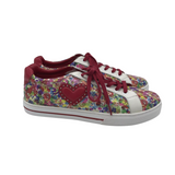 BRIGHTON RET$265 FLORAL LEATHER SNEAKER DESIGNER SHOES RED WHITE 10