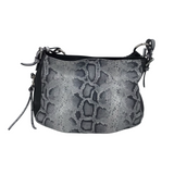 CLAUDIA FIRENZE PYTHON LEATHER HOBO HANDBAG GRAY BLACK