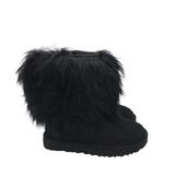 UGG RET$360 "LIDA" MONOGLIAN LAMB SUEDE SHORT DESIGNER BOOTS BLACK 5