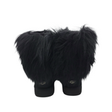 UGG RET$360 "LIDA" MONOGLIAN LAMB SUEDE SHORT DESIGNER BOOTS BLACK 5