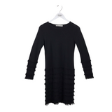 TRINA TURK LONG SLEEVE WOOL DESIGNER DRESS BLACK SMALL