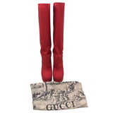 GUCCI "FAILLE LARIUS" KNEE-HIGH PLATFORM LUXE BOOTS RED 37