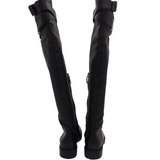 VALENTINO LEATHER KNEE HIGH LUXE BOOTS BLACK 38