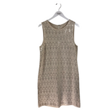 ST JOHN SLEEVELESS KNIT DESIGNER DRESS CREAM 10