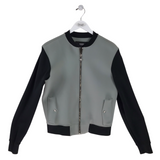 VERSACE AS IS RET$478 NEOPRENE EMBROIDERED LION BOMBER JACKET MEN JACKET GREY BLACK 44